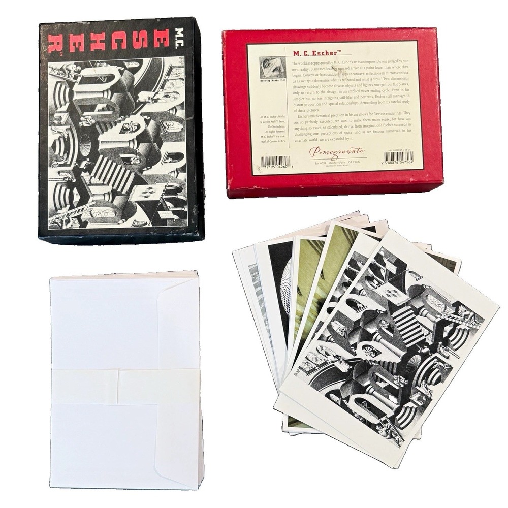 M C Escher Vintage Boxed Notecard Set Pomegranate 426 Art Cards Envelopes 14/20